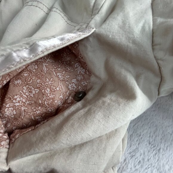 By Anthropologie Womens Ruched Lace-Trim Bomber Jacket Size XS Beige Cropped - Picture 4 of 9